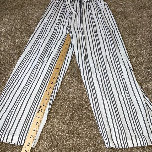 Lascana Tie Front Culotte Jumpsuit wide leg strapless wuite blue Romper SZ 4 - Picture 7 of 12